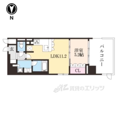 リーガル京都西陣Ⅱ(1LDK/1階)の間取り写真