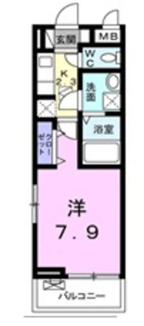 ヴァモス(1K/2階)の間取り写真