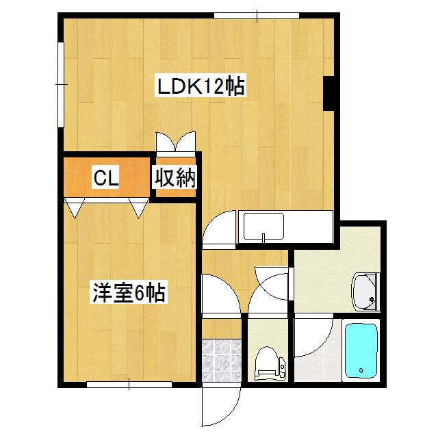 夕陽ヶ丘ハイツ(1LDK/2階)の間取り写真