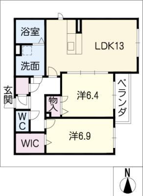 香流の杜(2LDK/1階)の間取り写真