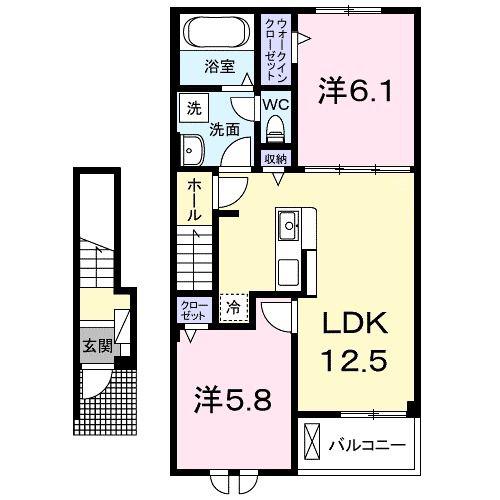 エストボヌール(2LDK/2階)の間取り写真