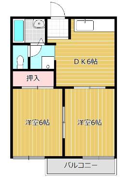 メゾンエーグルB棟(2DK/2階)の間取り写真