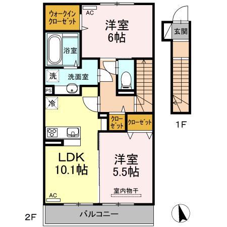 エミグラント(2LDK/1階)の間取り写真