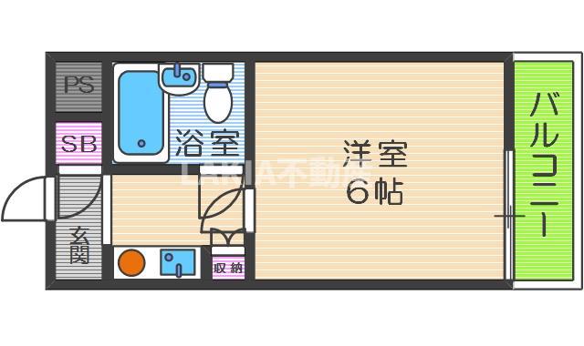 ヴェルデ阿倍野(1K/6階)の間取り写真
