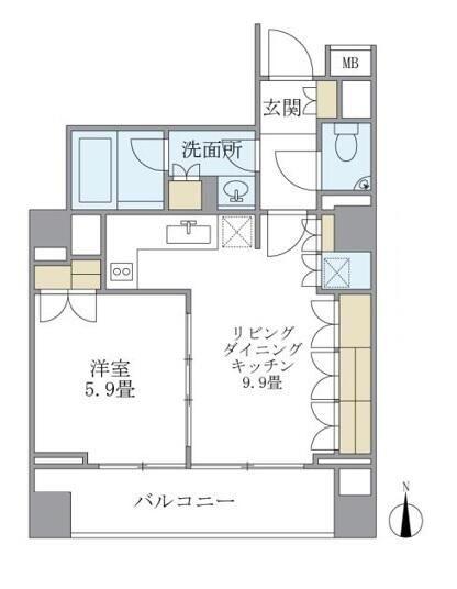 KDXレジデンス南麻布(1LDK/4階)の間取り写真