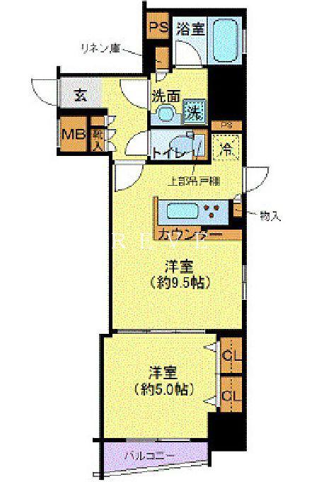 フェルクルール上野駅前(1LDK/4階)の間取り写真