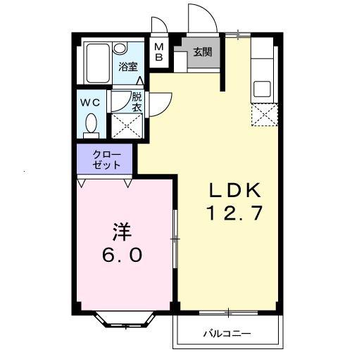 エルディム宮下(1LDK/2階)の間取り写真