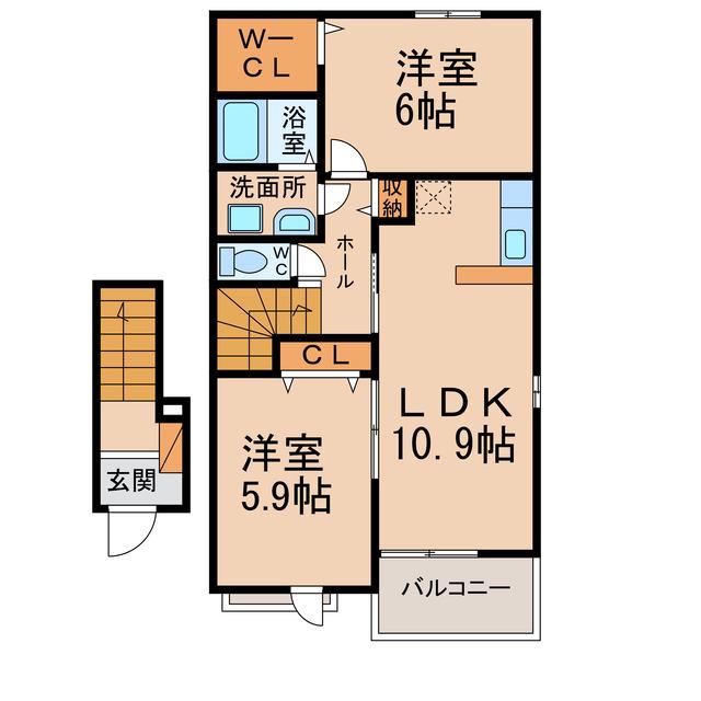 グラシオッソ I・II(2LDK/2階)の間取り写真