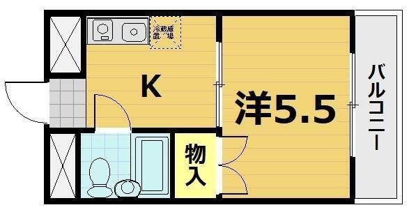 サンモール第3青葉台(1K/2階)の間取り写真