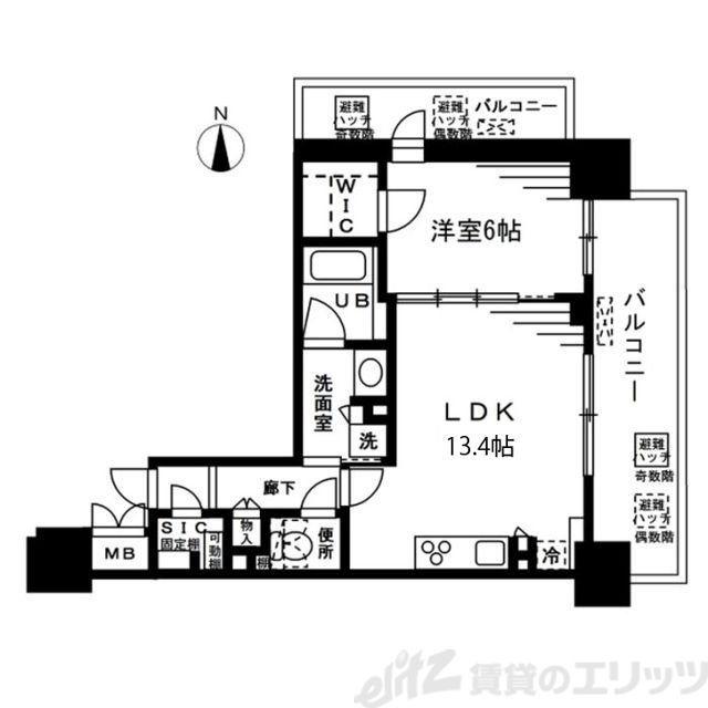 ザ・パークハビオ天満橋(1LDK/5階)の間取り写真