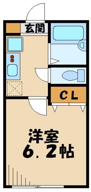 AZEST-RENT宮崎台(1K/2階)の間取り写真
