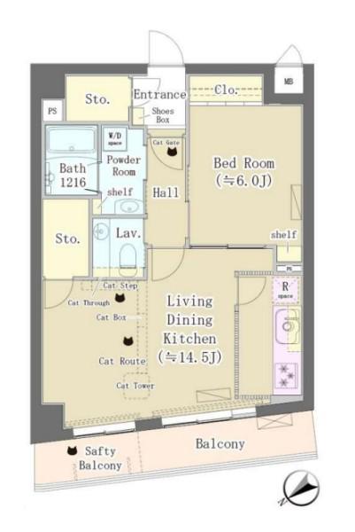 MAISON DE TAKAYA メゾンドタカヤ(1LDK/3階)の間取り写真
