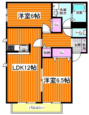 ソフィア(2LDK/2階)の間取り写真