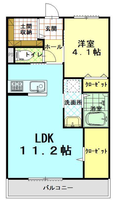 FORZA明神(1LDK/1階)の間取り写真