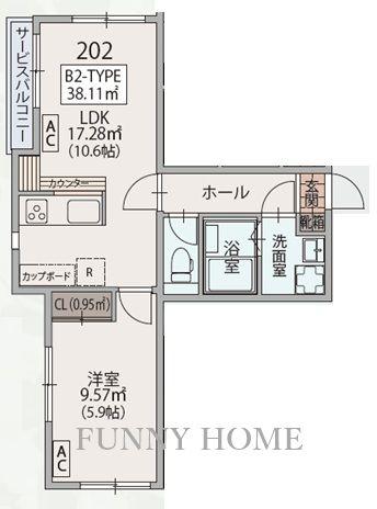 パルゼ経堂(1LDK/2階)の間取り写真