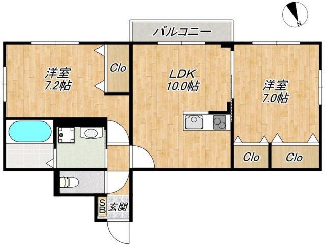 CENTRAL VILLA K(2LDK/3階)の間取り写真