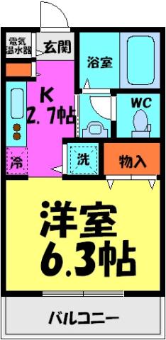 ローゼンハイム(1K/1階)の間取り写真