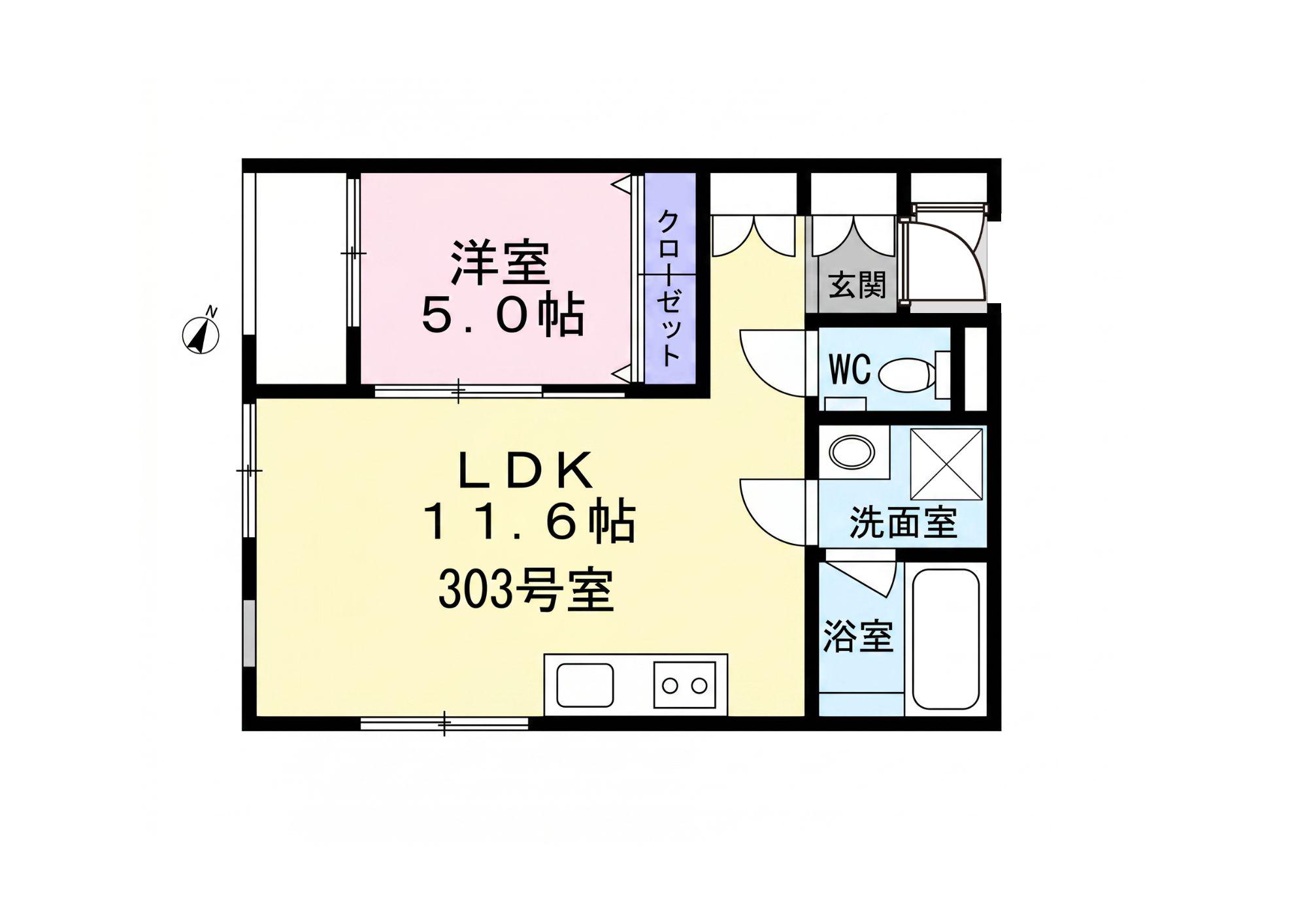 エクセルシオール新宿河田町(1LDK/2階)の間取り写真