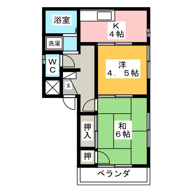 川口岡昭マンション(2K/3階)の間取り写真
