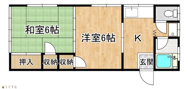 上越新幹線 長岡駅 車で13分 2階建 築42年(2K/2階)の間取り写真