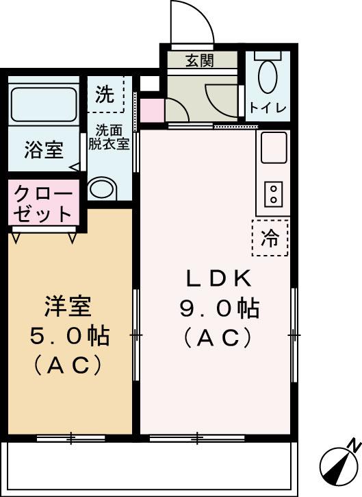 ブリリアンス根岸(1LDK/1階)の間取り写真