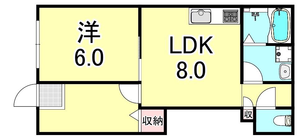 藤井ハイツ(1LDK/1階)の間取り写真