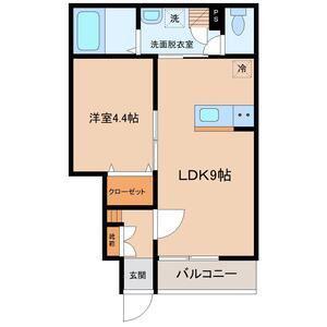 リヴェール上杉A(1LDK/1階)の間取り写真