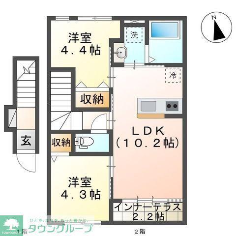 CHATEAU・ARV(2LDK/2階)の間取り写真