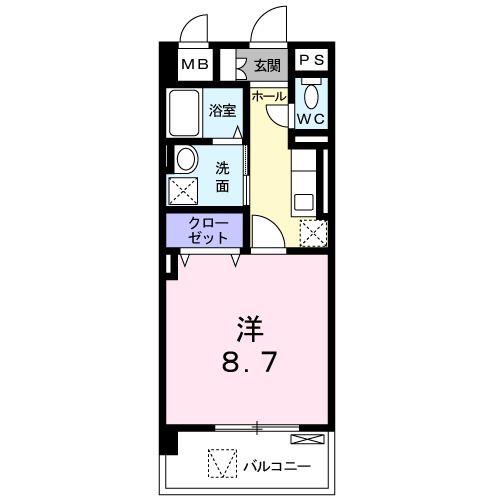カーサ・アネーロ(1K/1階)の間取り写真
