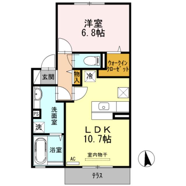 モンアベニュー(1LDK/1階)の間取り写真