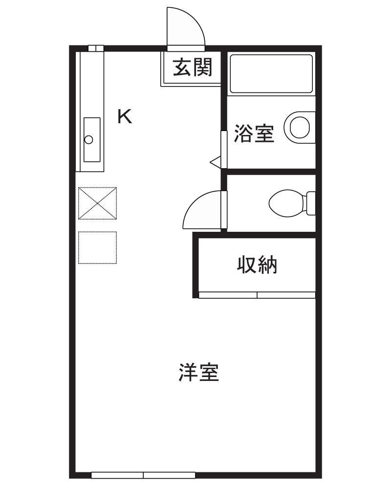 リベラルB(ワンルーム/2階)の間取り写真