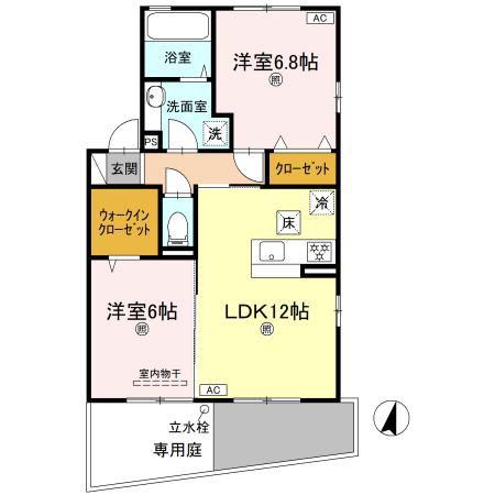 アン ソレイユ C棟(2LDK/1階)の間取り写真