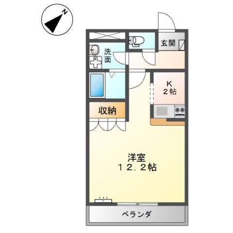 エクセラン(1K/2階)の間取り写真