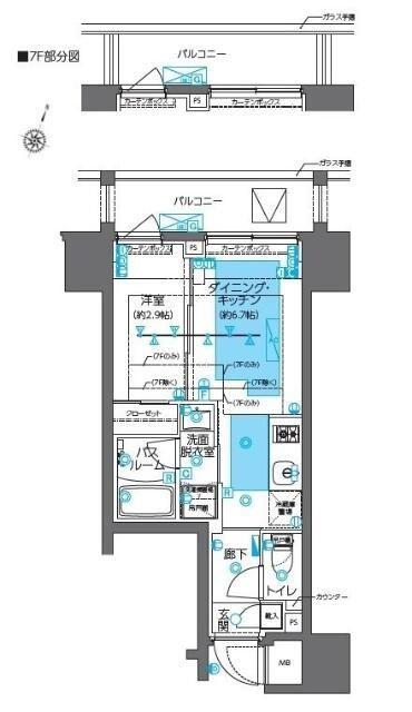 ズーム神田(1DK/7階)の間取り写真