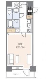 メゾン・ド・ヴィレ日本橋中洲(1K/6階)の間取り写真