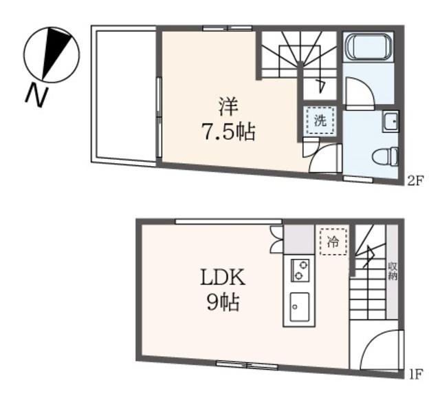 オリーブ笹塚B(1LDK/2階)の間取り写真