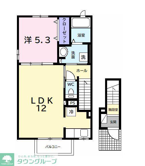 セイバリーヒルズ(1LDK/2階)の間取り写真