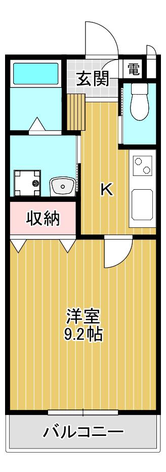 スマイルI番館(1K/2階)の間取り写真