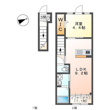 メゾンリュクス(1LDK/2階)の間取り写真