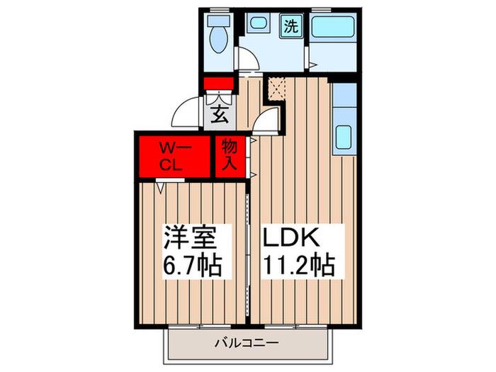 アルカンシェル(1LDK/2階)の間取り写真