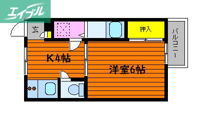 グリーンハウス(1K/1階)の間取り写真