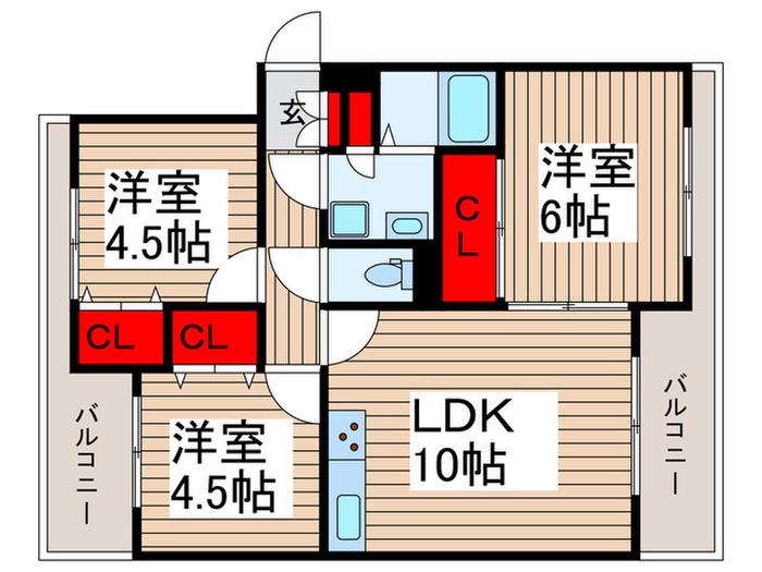松戸ハイツ(3LDK/3階)の間取り写真