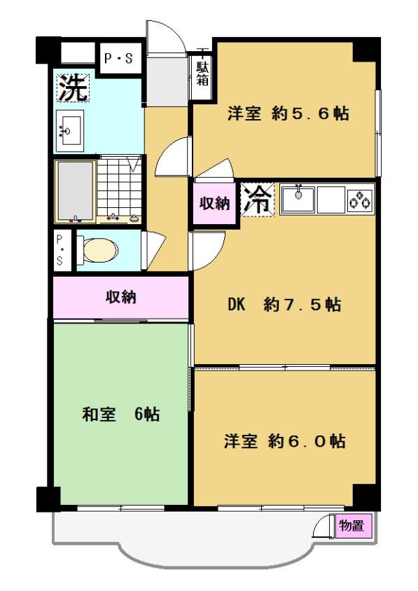 レスポワール志木(3DK/1階)の間取り写真
