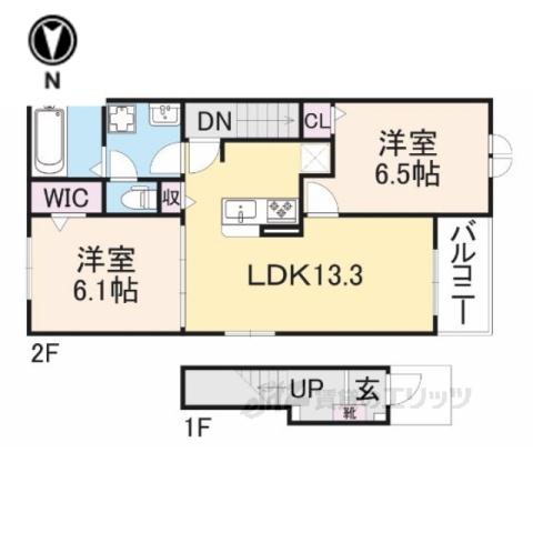 KT南丹(2LDK/2階)の間取り写真