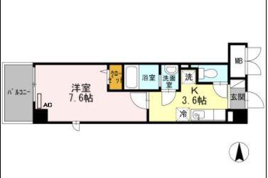ソレイユ真田山(1K/7階)の間取り写真