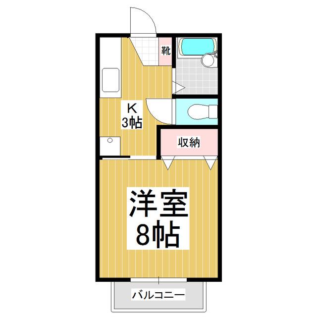 チェリーフィールド中村(1K/1階)の間取り写真