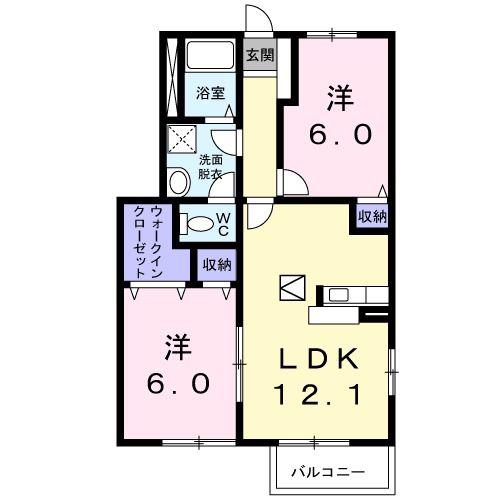 コータ・コートC(2LDK/1階)の間取り写真
