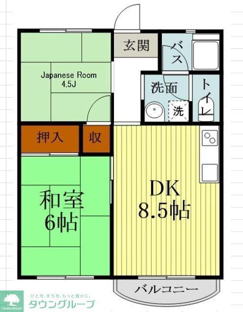 サンライズ武蔵野(2DK/2階)の間取り写真