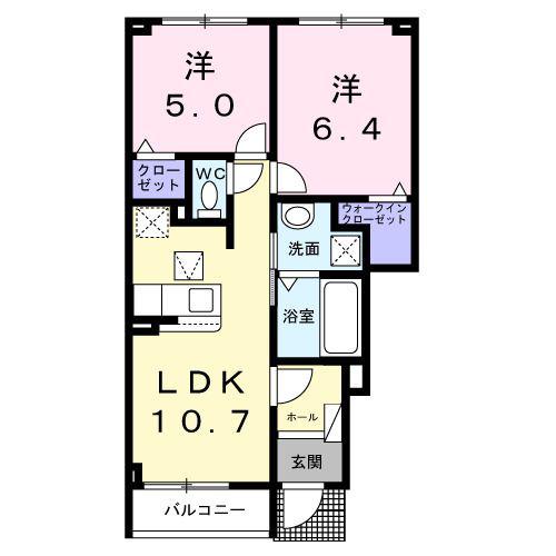 グラシア(2LDK/1階)の間取り写真