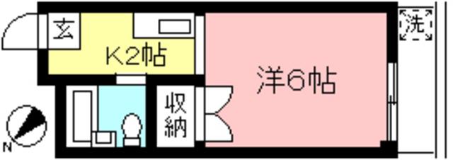 ルミネール荻野(1K/2階)の間取り写真